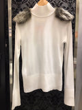 Basic Sweater with Detached Faux Fur Patch