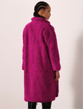 Oversized Longline Teddy Coat in Pink Orchid