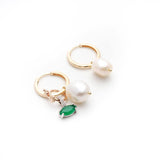 Marlin Pearl Droplet Huggies in 18k Gold