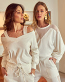 Fishnet Puffed Sleeve 2 Piece Set Loungewear